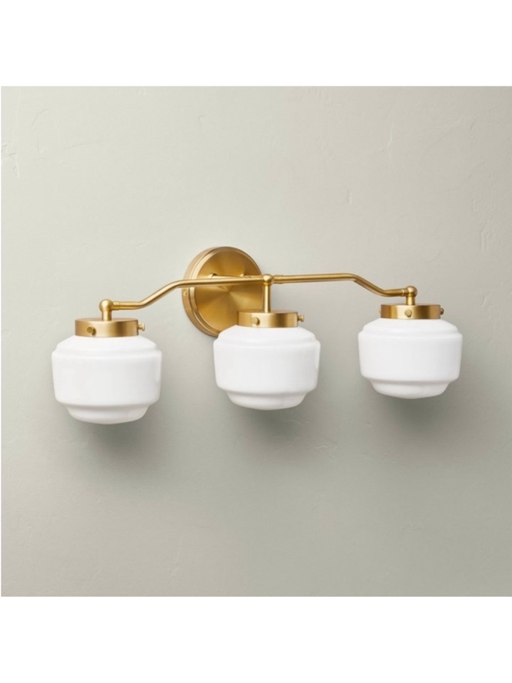 NWT Milk Glass 3-Bulb Vanity Wall Sconce Brass Finish - Hearth & Hand